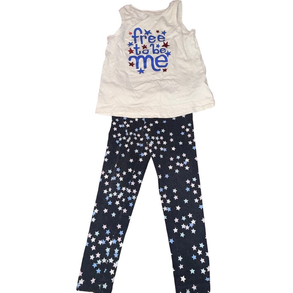 Fourth of July Outfit 2/3T Carters & Cat & Jack Tank Top Leggings American USA